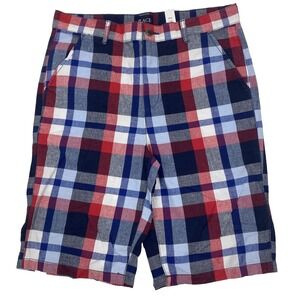 The Childrens Place Boys size 16 Shorts plaid cotton preppy New red white blue